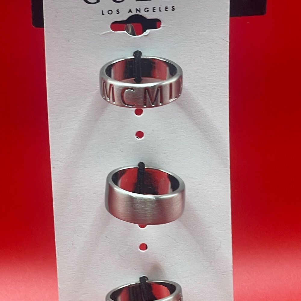 Guess Silver Men's Roman Ring and Trio